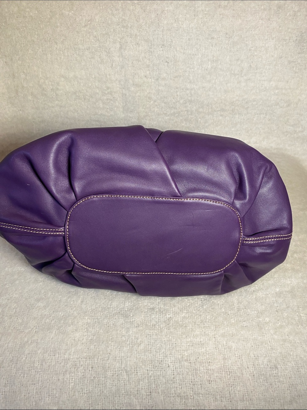 Purple Leather Shoulder Bag with Decorative Gold Accents - Picture 6 of 9